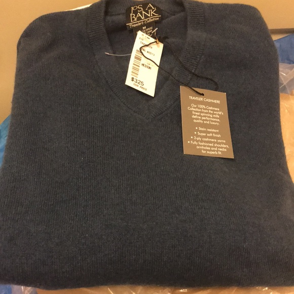 NWT Jos A. bank 100% cashmere v- neck sweater - Picture 3 of 9